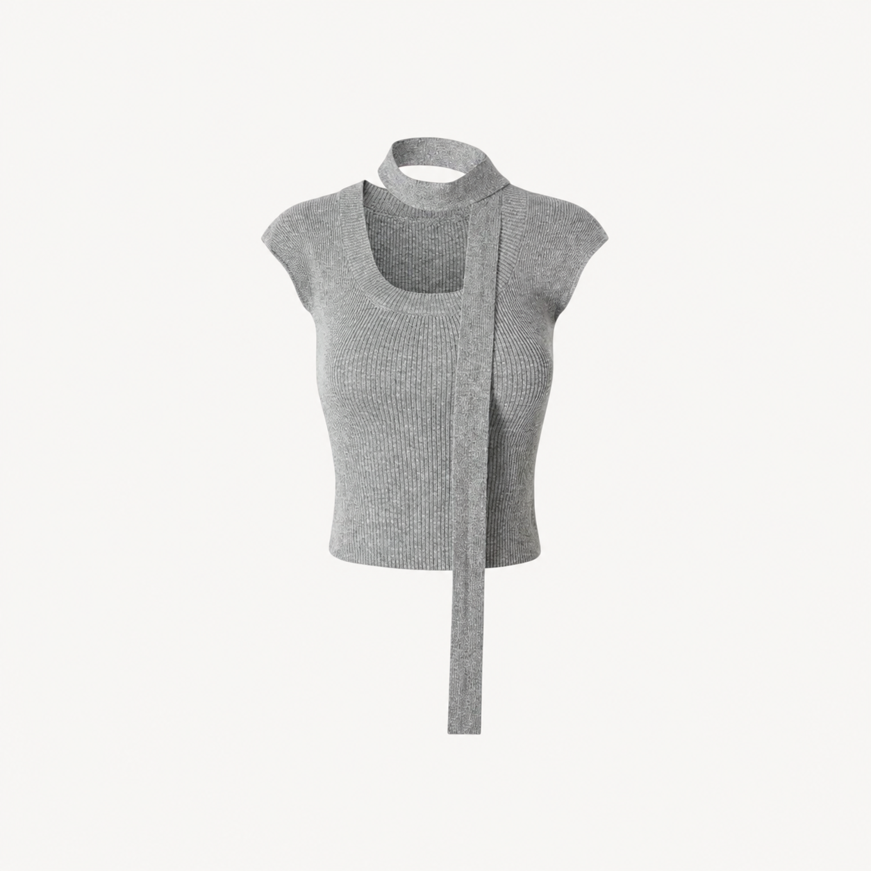 CUTOUT SCARF KNIT TOP