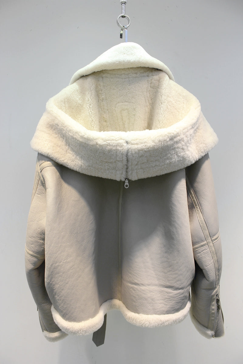 Lmported genuine fur all-in-one pilot jacket fur