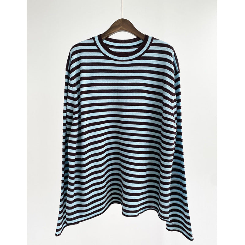 Striped Wool Long Sleeve Cardigan Sweater