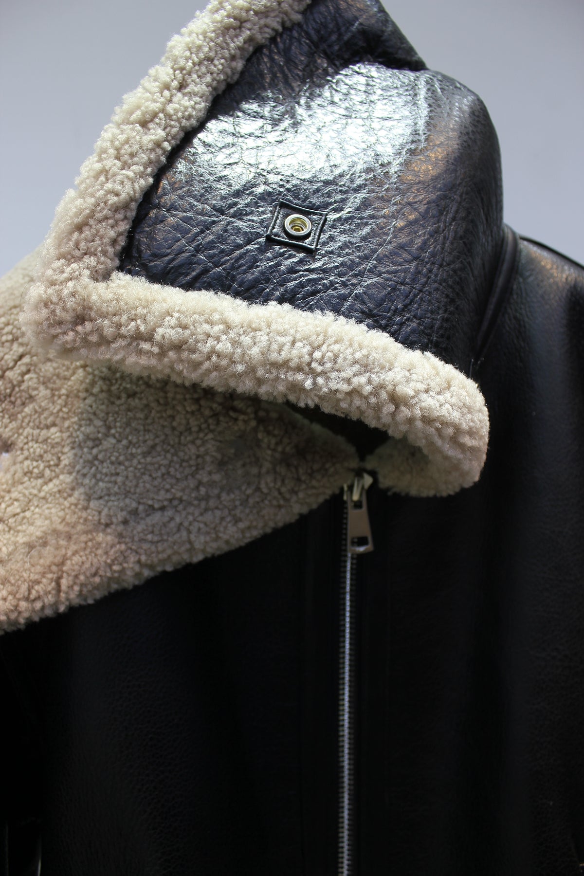 Original imported sheepskin all-in-one motorcycle short jacket