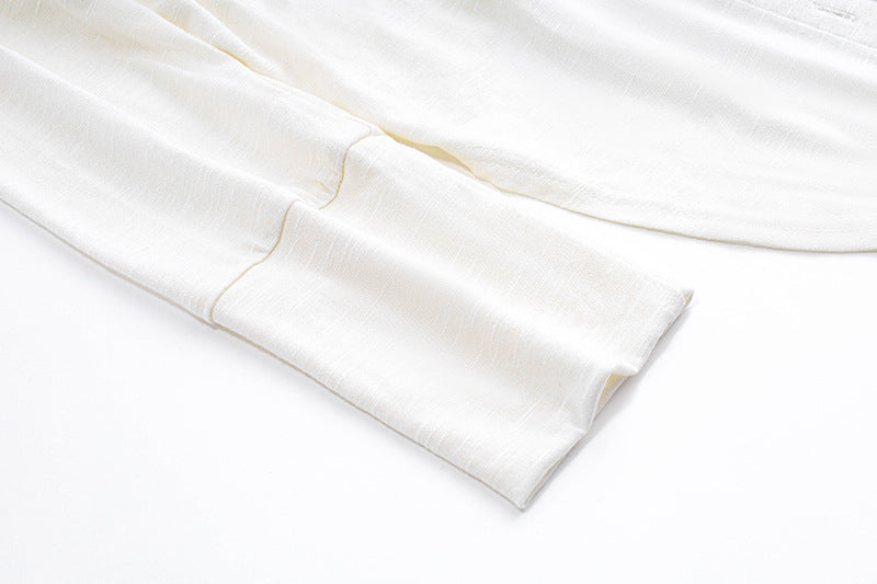Pure lust style Polo collar navel-baring white shirt
