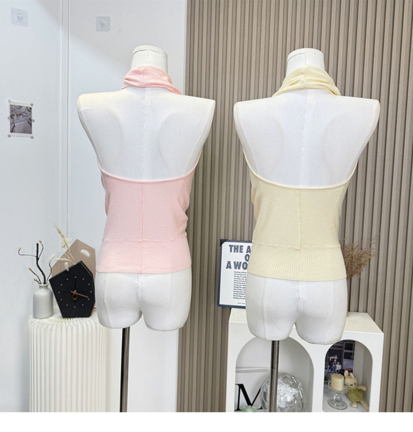 Sleeveless open back stretch-knit tank top
