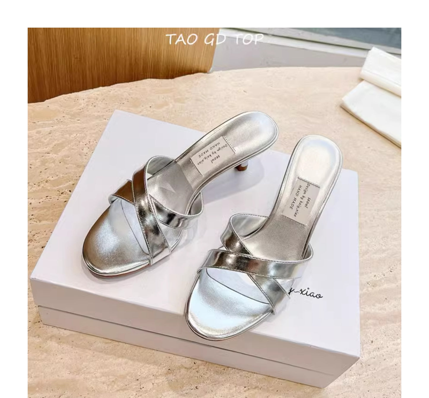 Women's cross strap french stiletto sandals