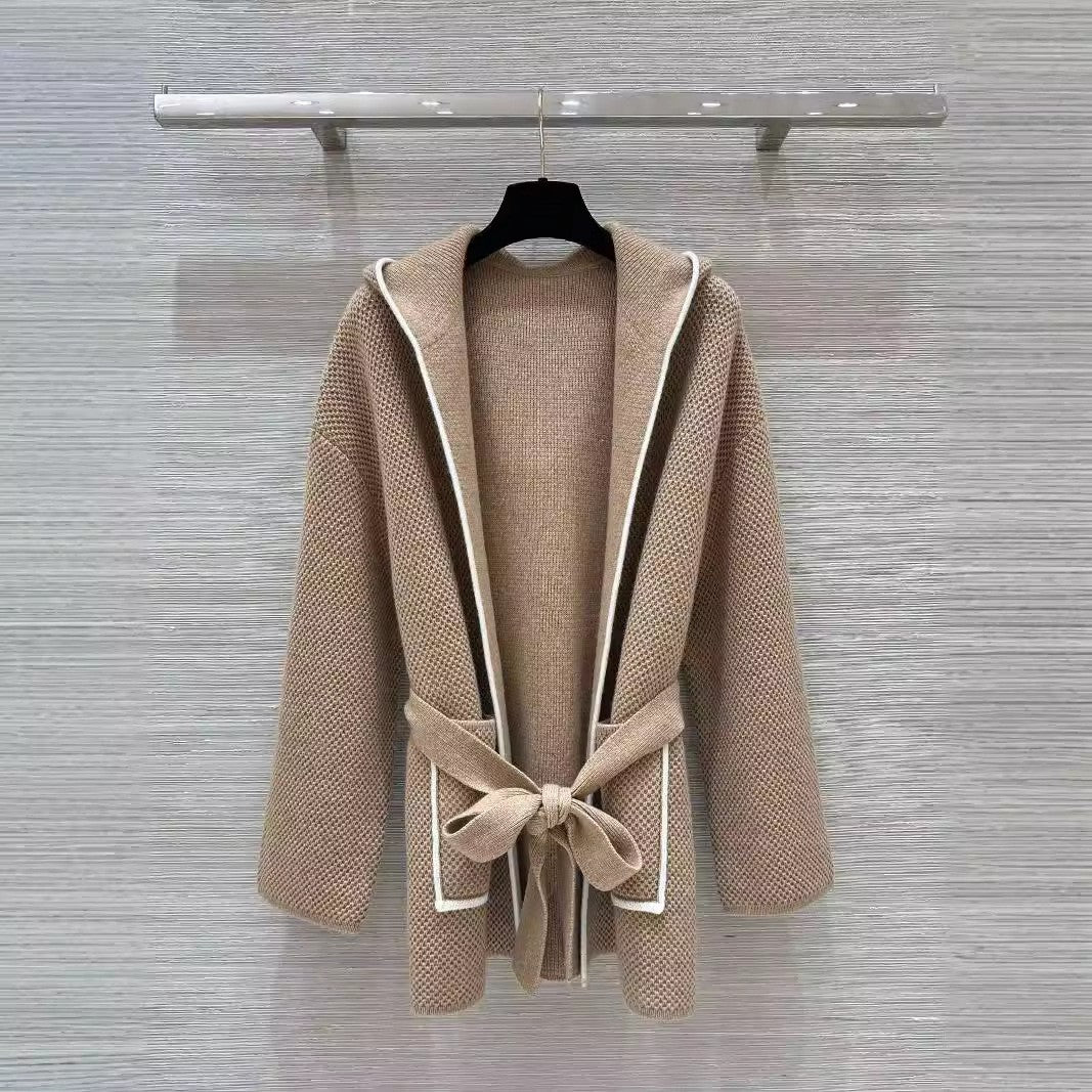 Hooded cashmere cardigan