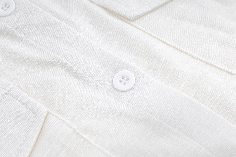 Pure lust style Polo collar navel-baring white shirt