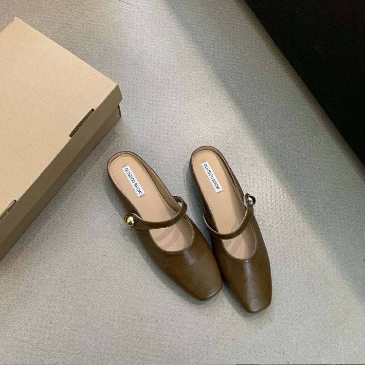 Sweet lazy fashionable toe half slippers