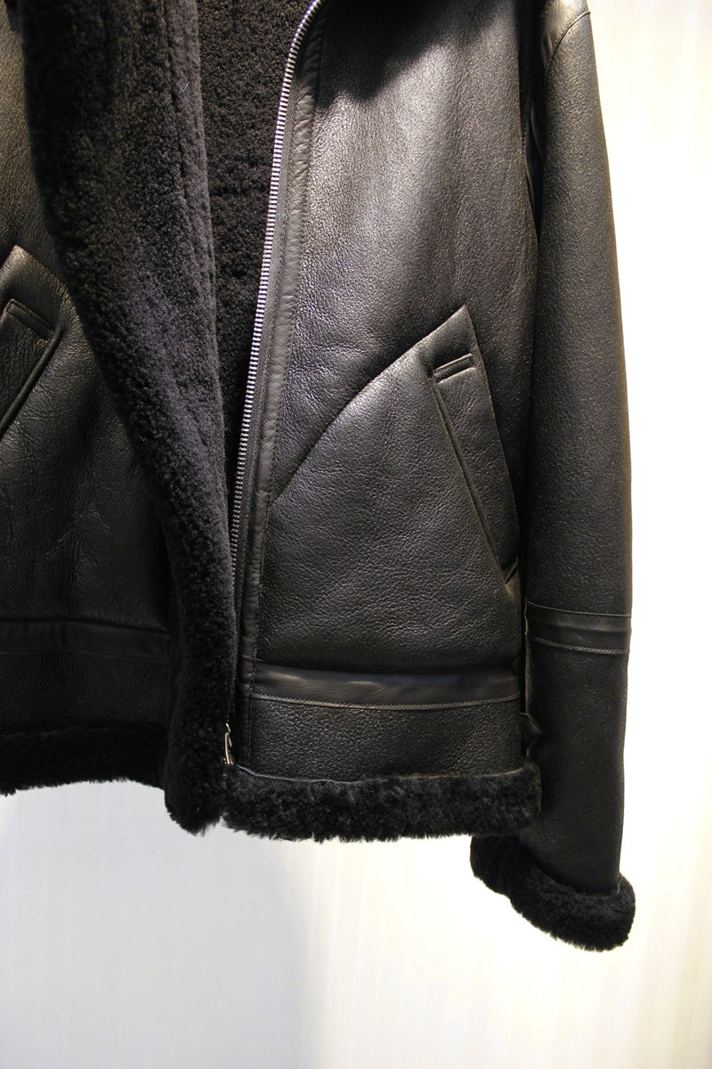Thick imported merino sheepskin all-in-one bomber jacket