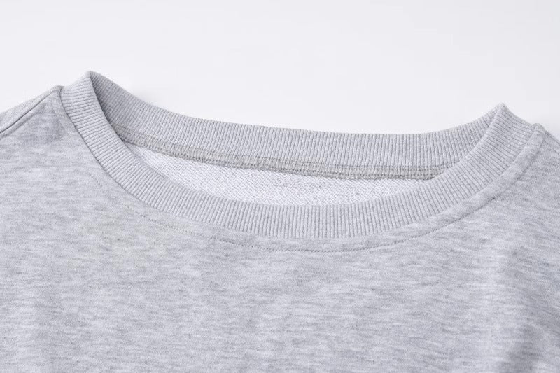 Gray off-shoulder sweatshirt autumn and winter