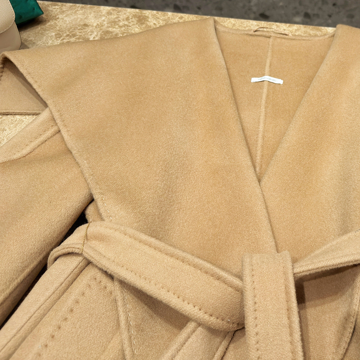 Double-faced lapel cashmere water ripple coat