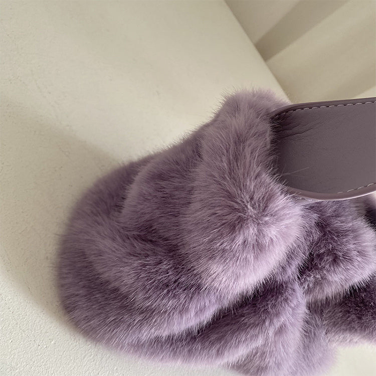 Pleated Faux Rabbit Fur Crossbody Bag