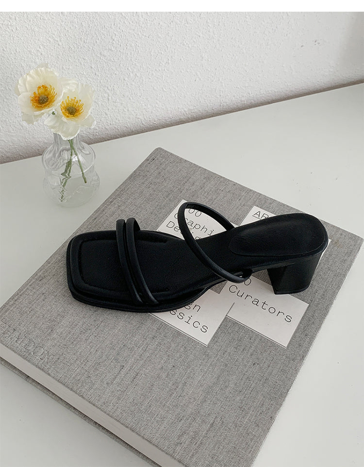 Versatile soft-soled simple one-line strap sandals and half-flop
