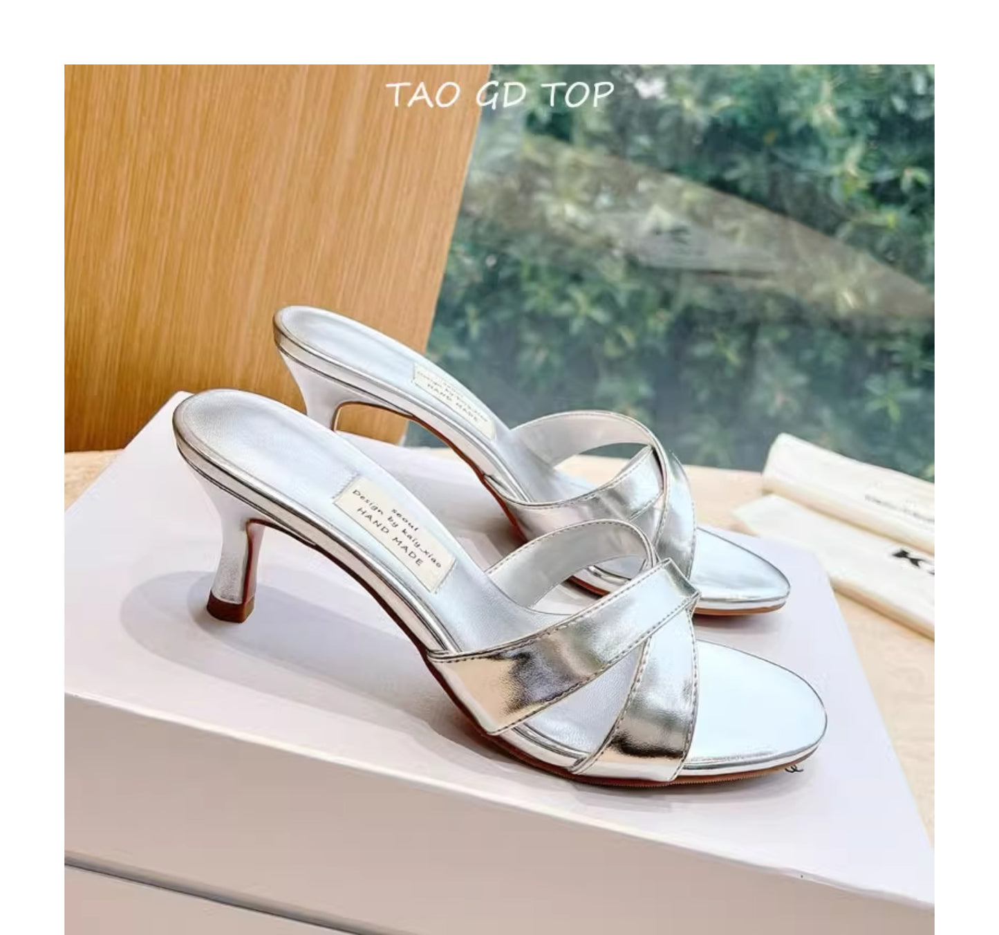 Women's cross strap french stiletto sandals