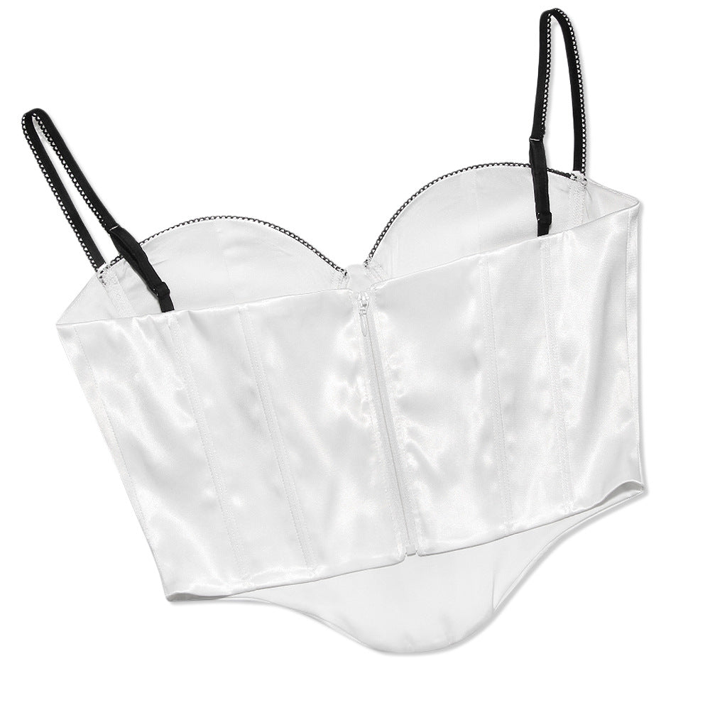 Hot girl fishbone waist satin corset underwear