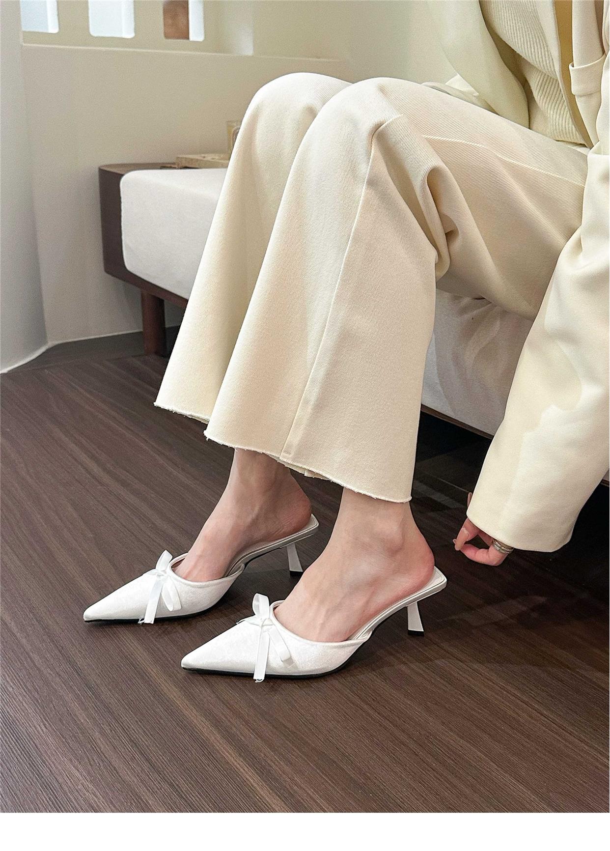 Purple pointed toe bow stiletto high heels