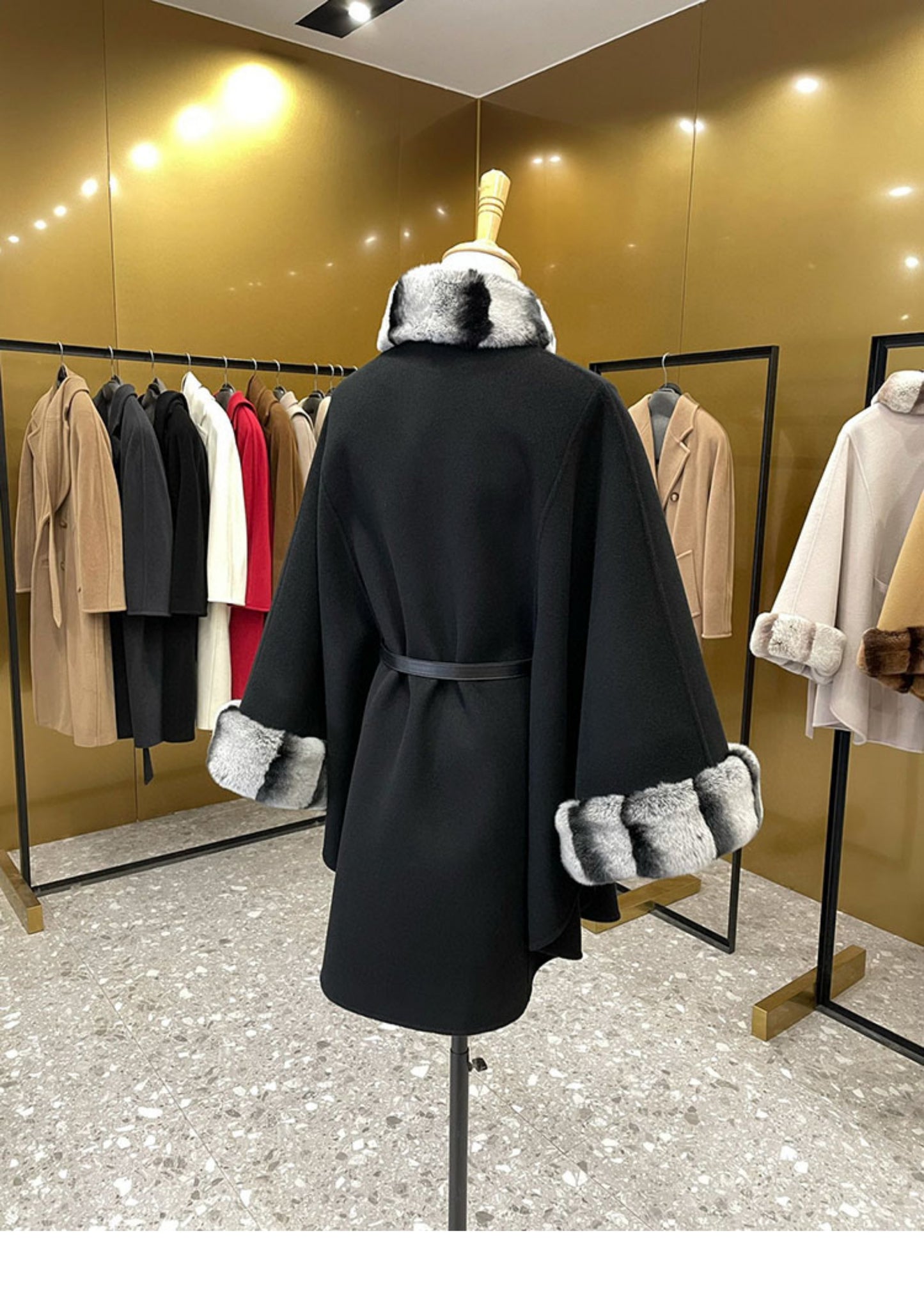 Double-faced cashmere cape coat