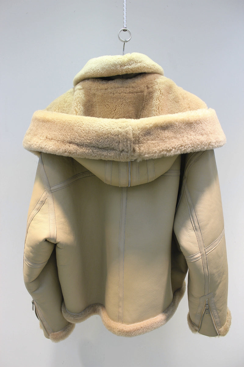 Lmported genuine fur all-in-one pilot jacket fur