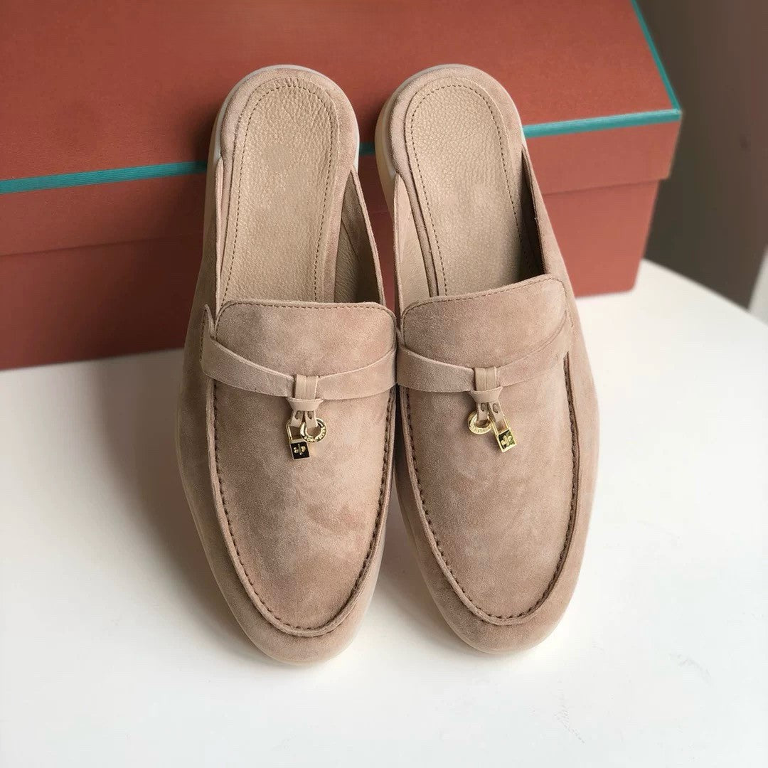 Genuine leather flat casual half-slipper loafers 2