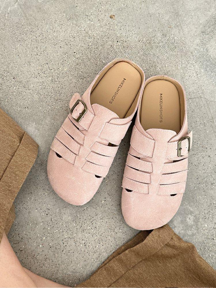 Korean style retro braided toe-cap half slippers