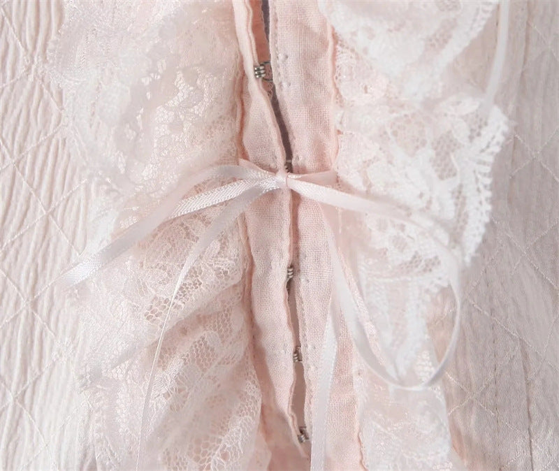Pure Desire Lace Ruffled Halter Neck Fishbone Suspender