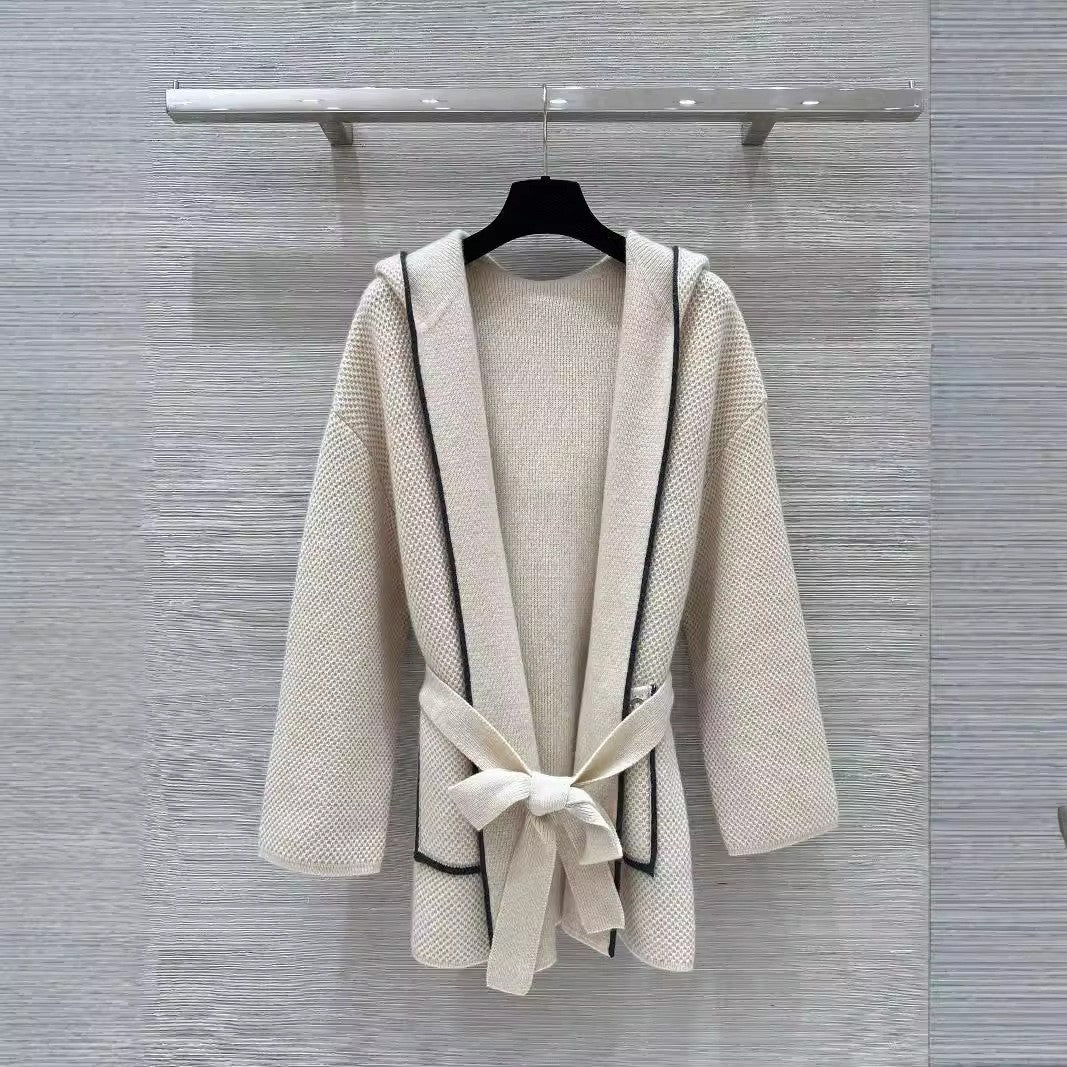 Hooded cashmere cardigan