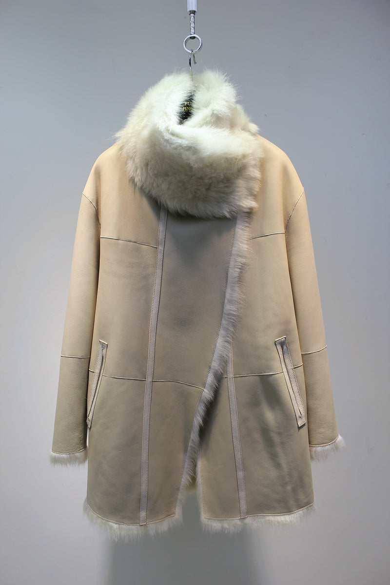 Tuscan fur one-piece temperament lapel reversible fur coat