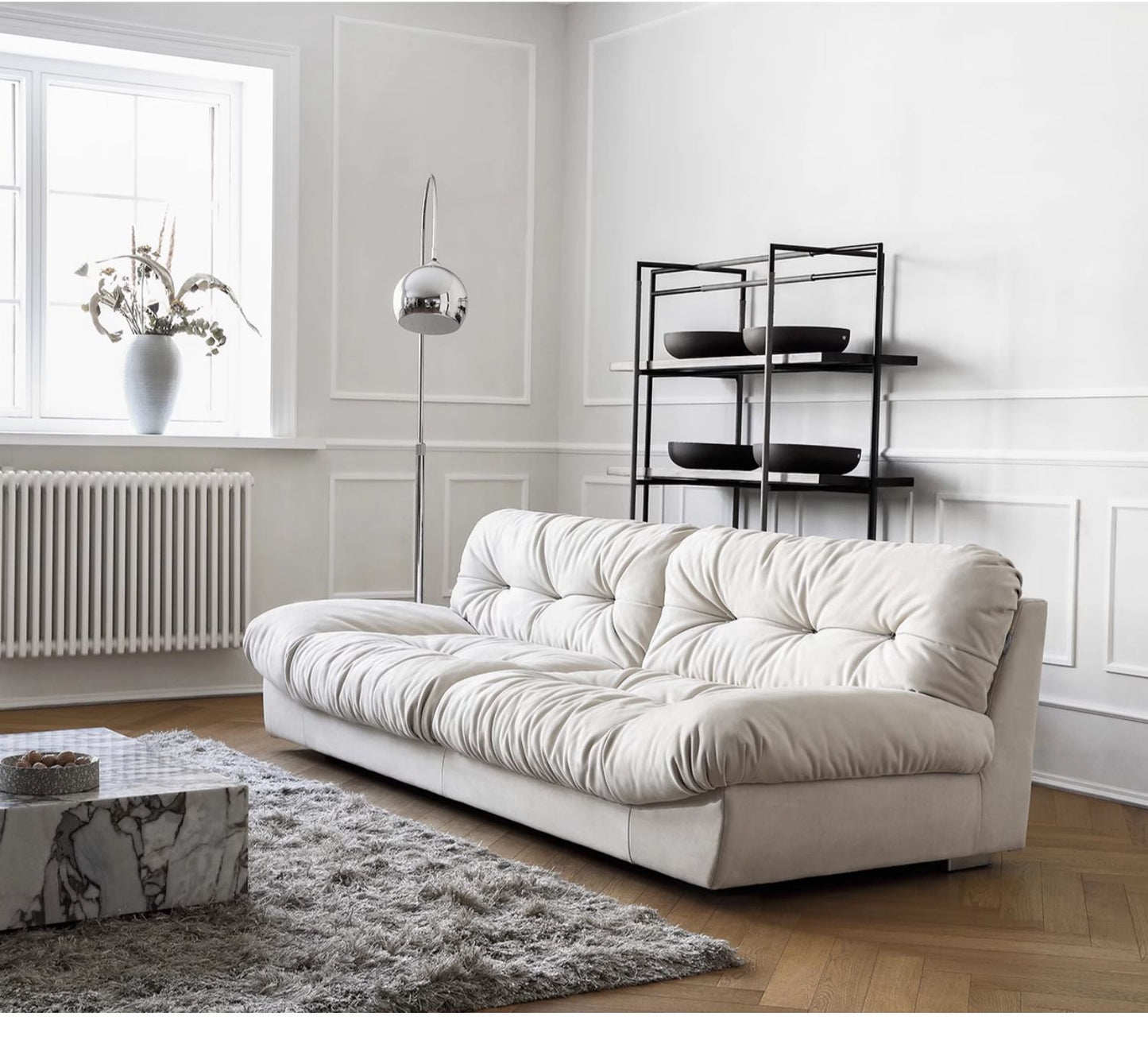 Cloud sofa cream style living room designer straight matte fabric retro sofa