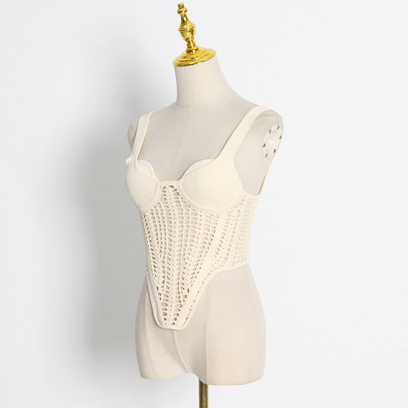 Fishbone corset sexy hollow handmade hook-knitted suspender belt