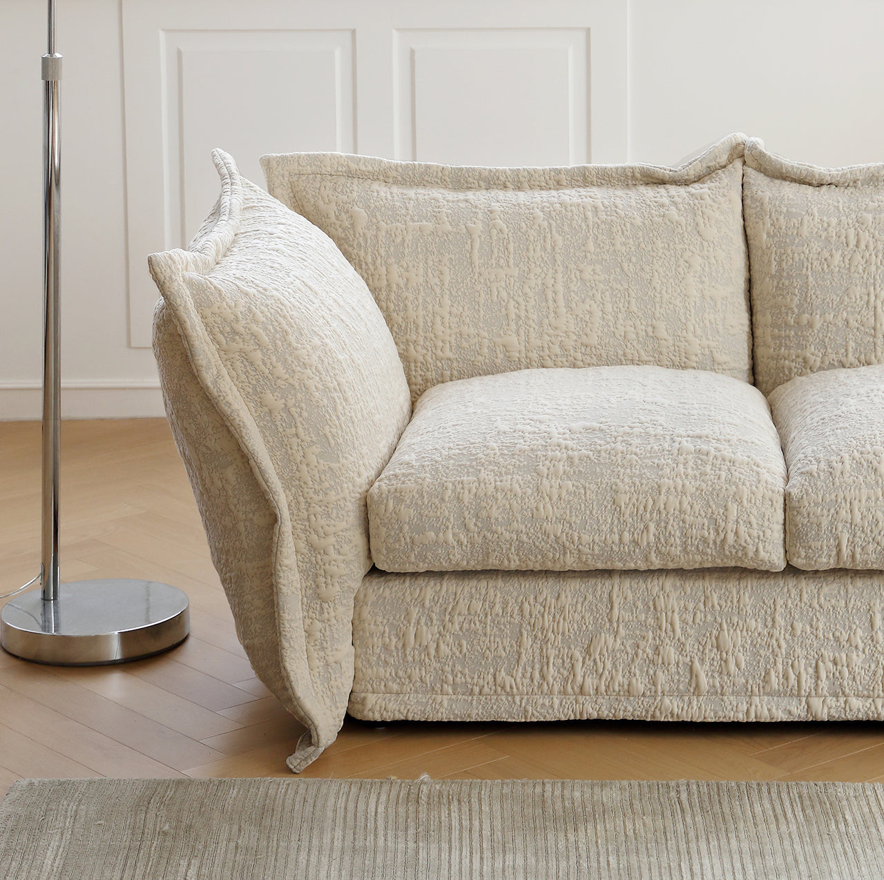 Light French retro petal sofa modern minimalist villa small apartment straight row special-shaped three-seater