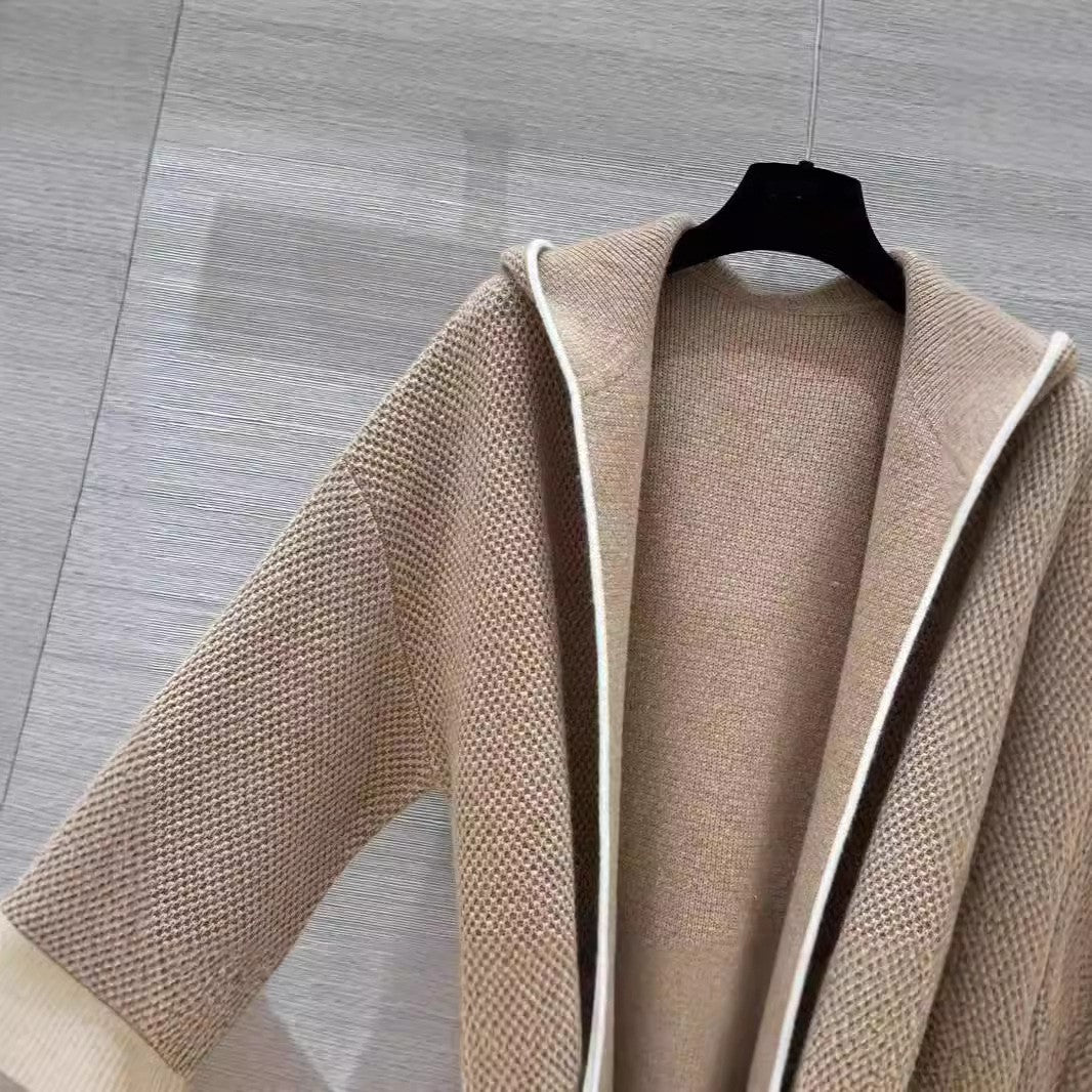 Hooded cashmere cardigan