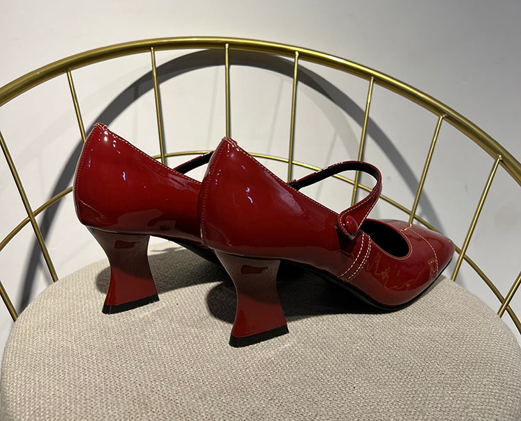 Retro Square Toe Mary Jane High Heels