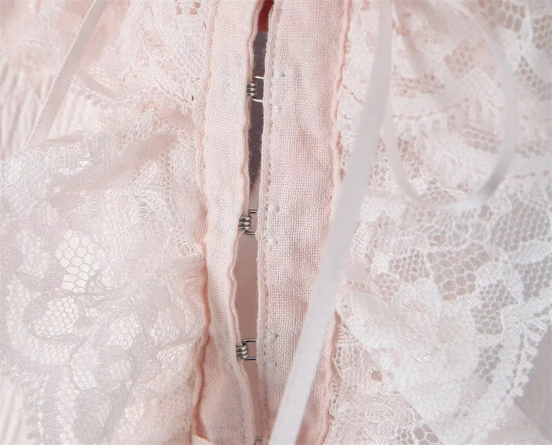 Pure Desire Lace Ruffled Halter Neck Fishbone Suspender