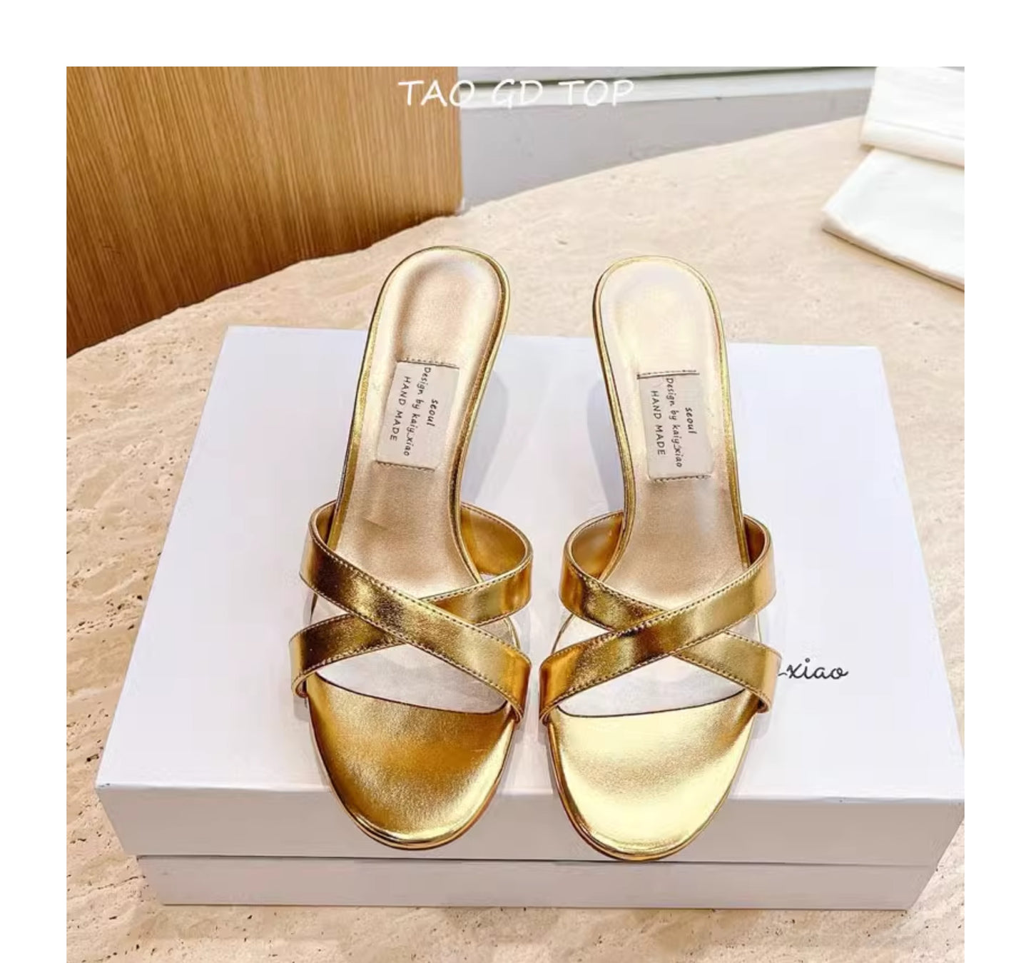 Women's cross strap french stiletto sandals