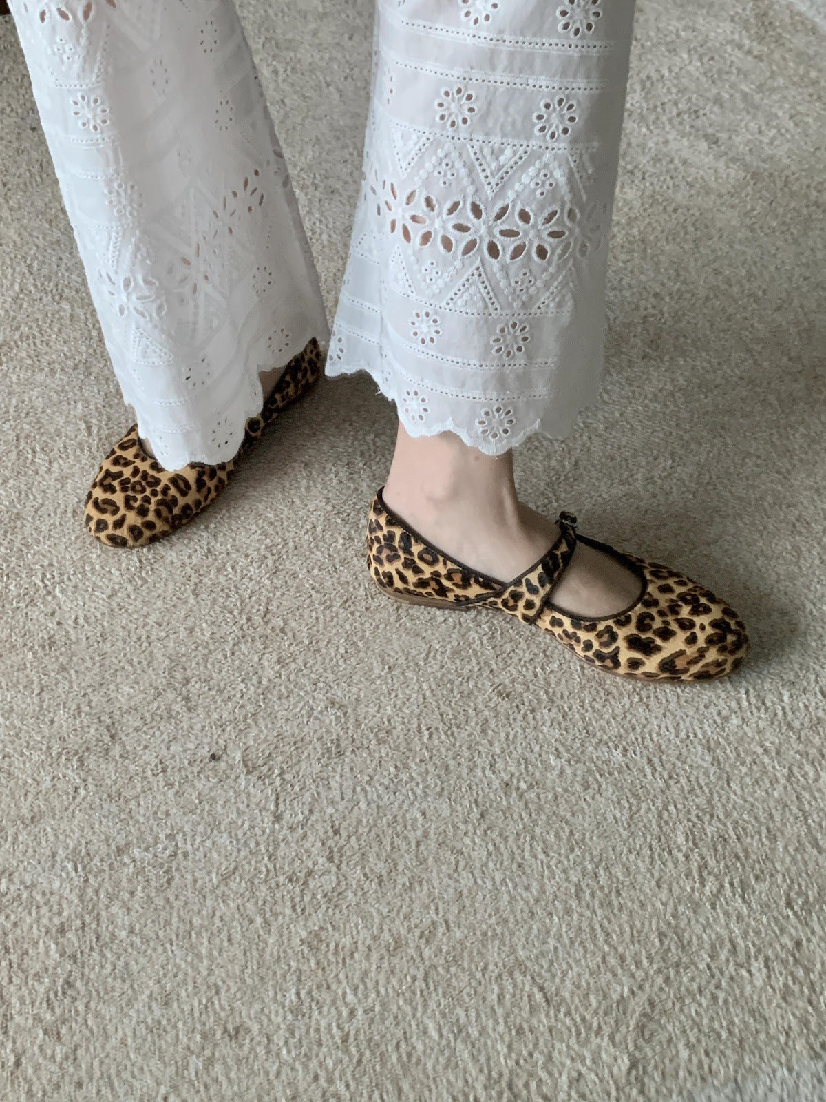 Lambskin Leather Leopard Mary Jane Shoes
