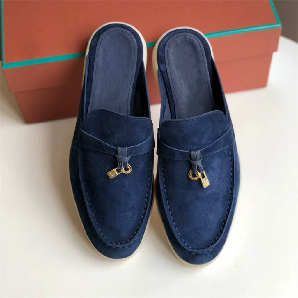 Genuine leather flat casual half-slipper loafers 2