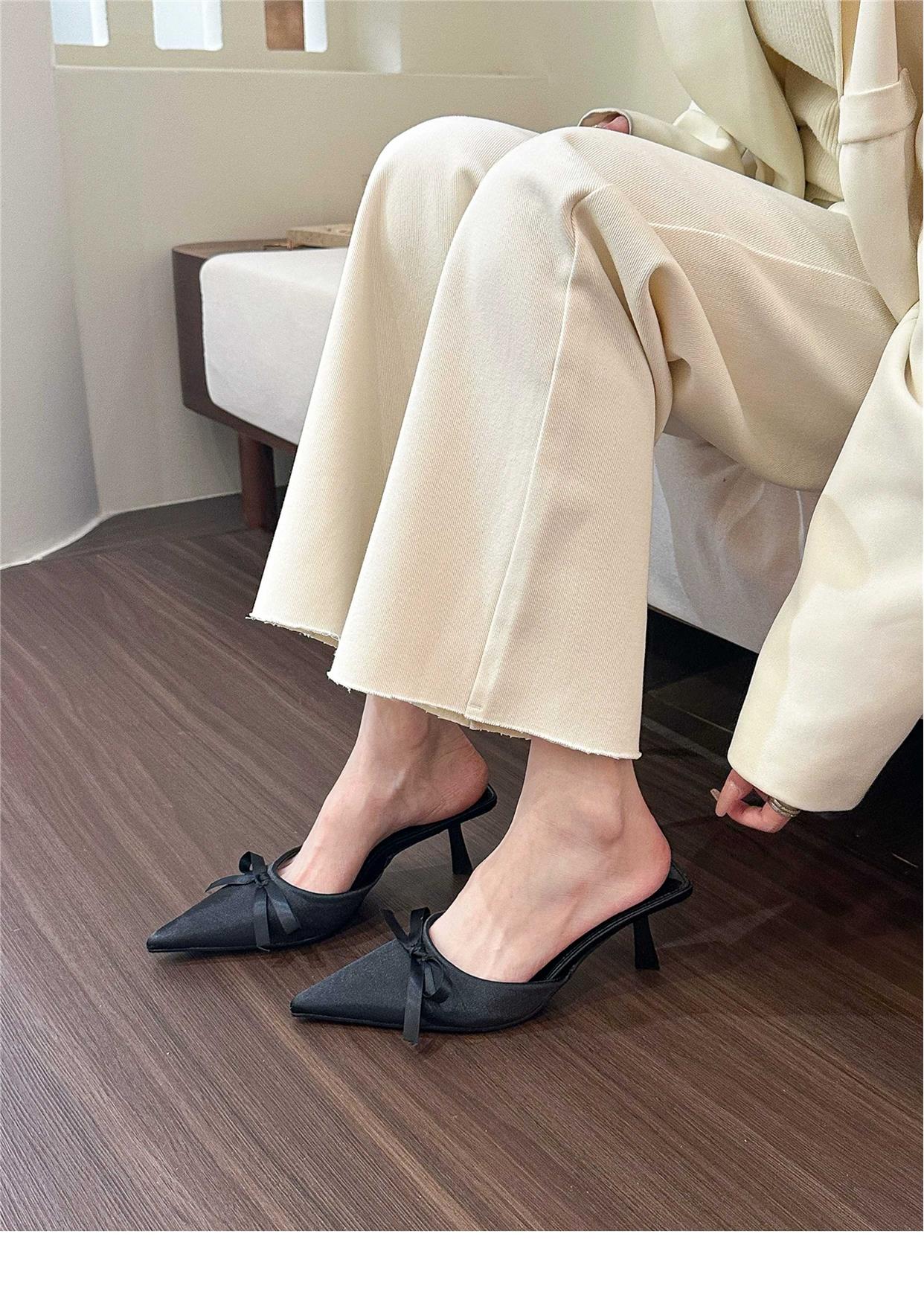 Purple pointed toe bow stiletto high heels