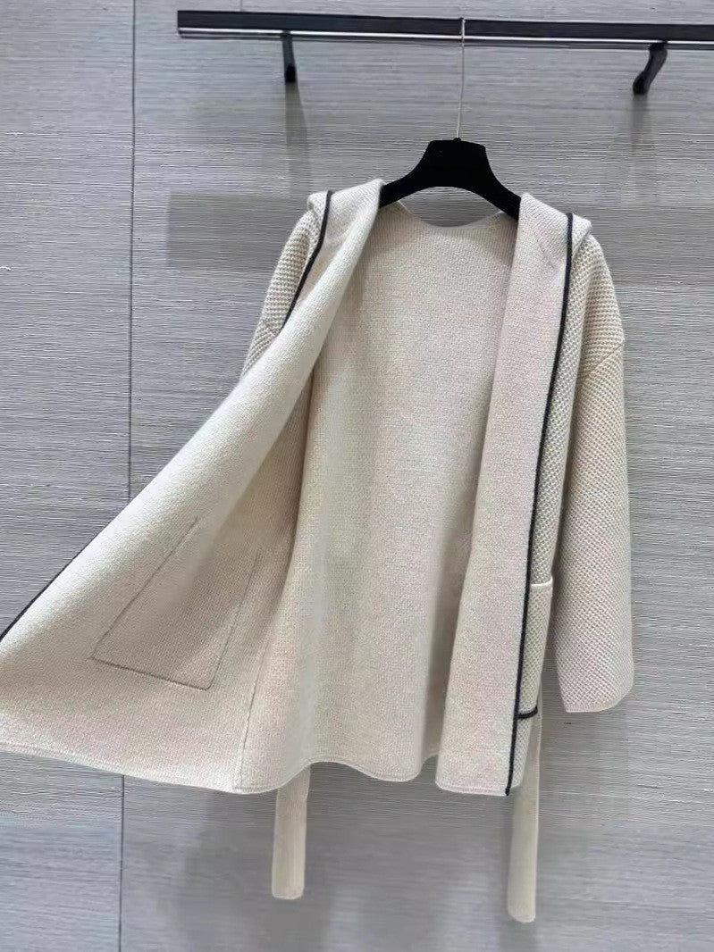 Hooded cashmere cardigan