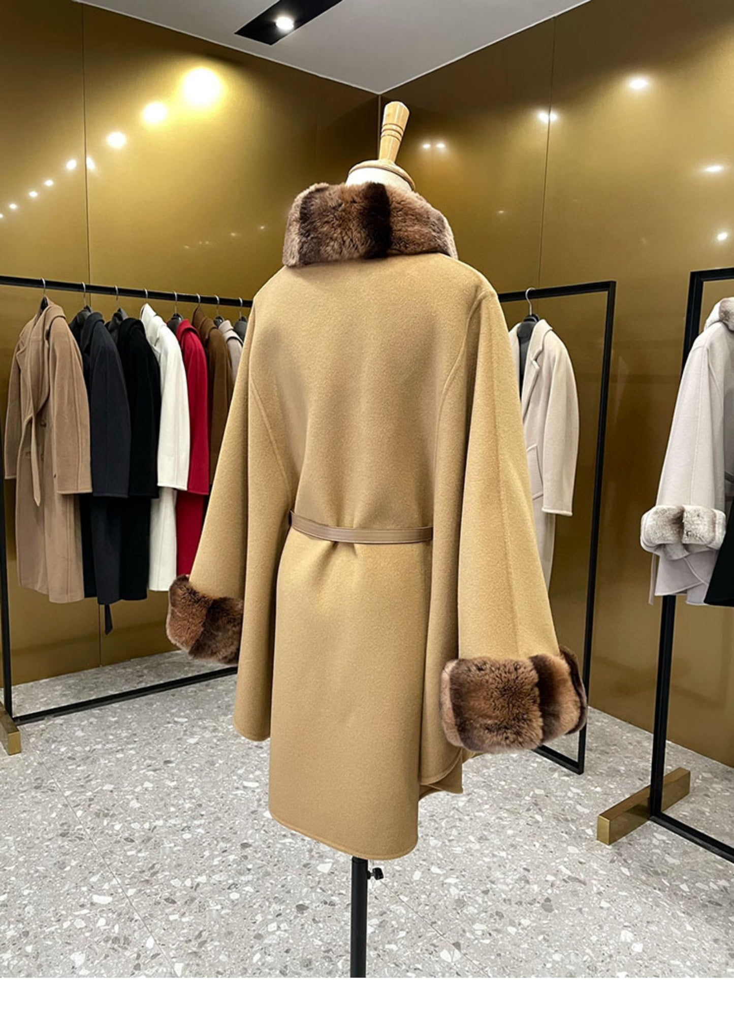 Double-faced cashmere cape coat