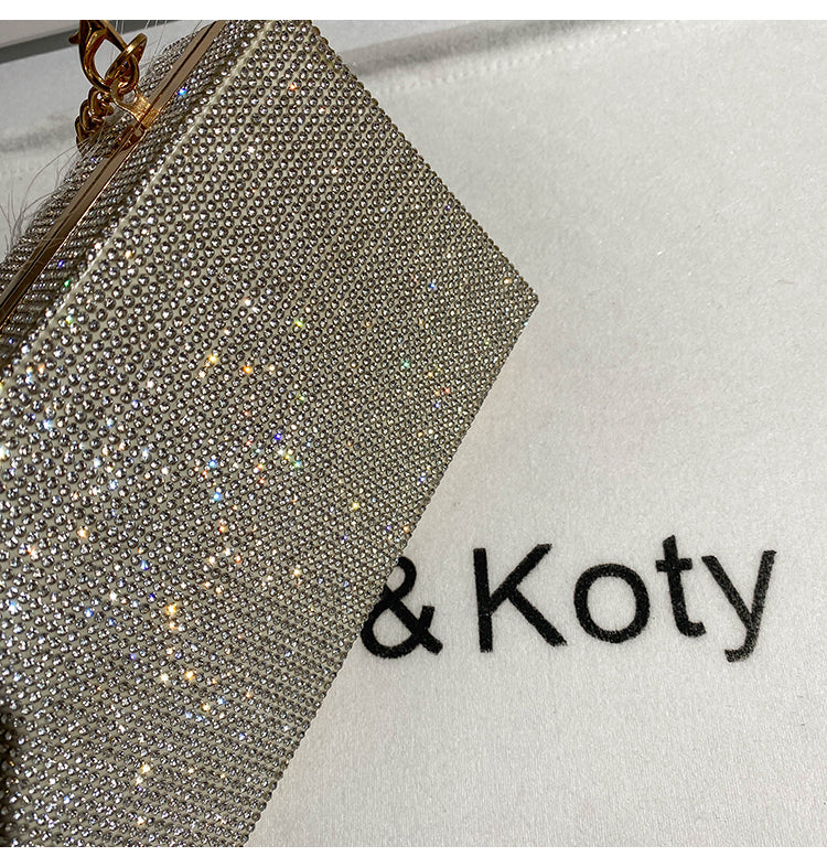 High-end heavy-duty diamond-encrusted pearl chain bag