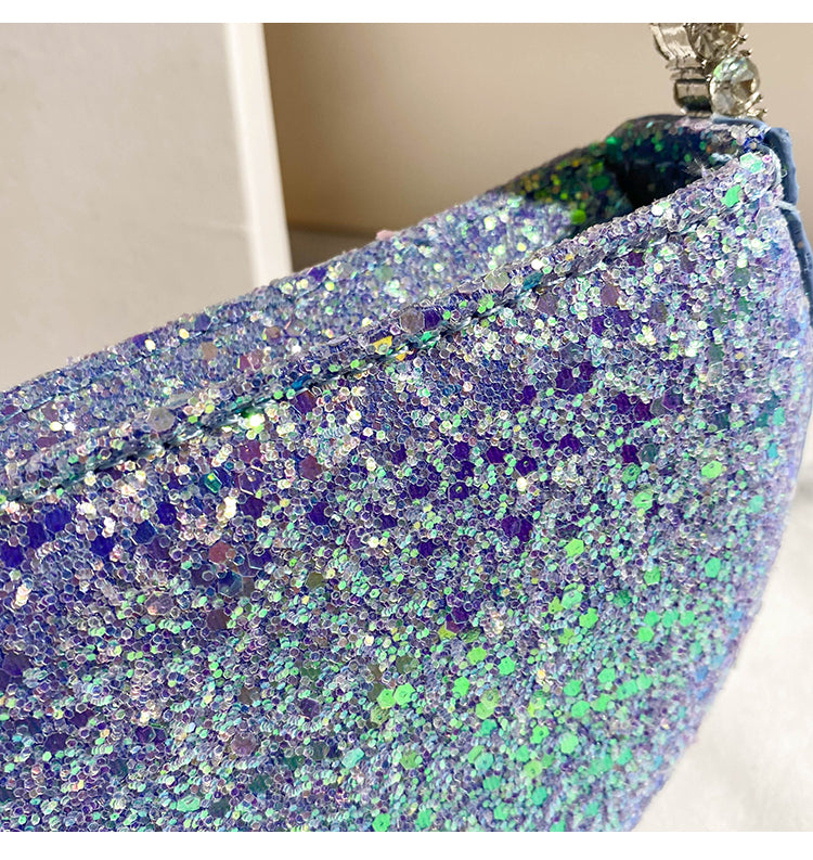 Stylish blue love bag rhinestone handbag