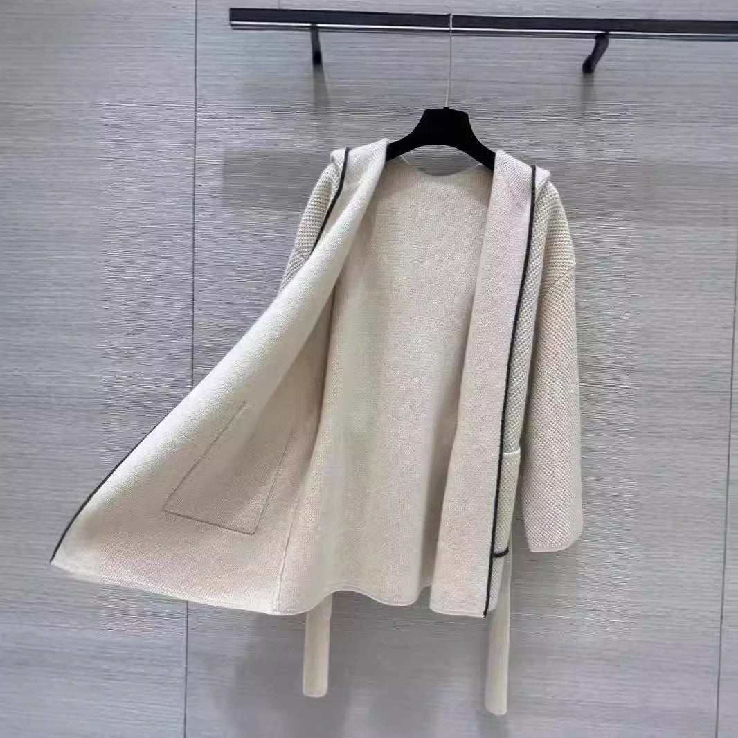 Hooded cashmere cardigan