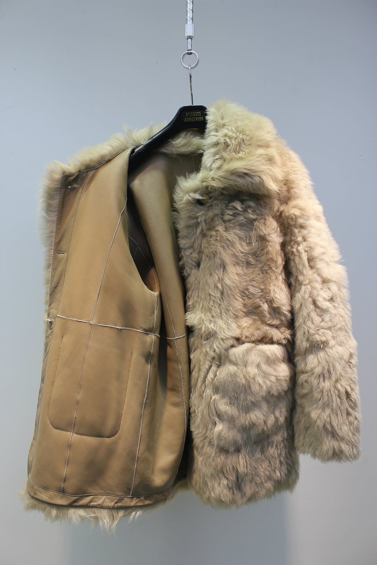 Spanish Tuscan sheepskin one-piece lapel jacket