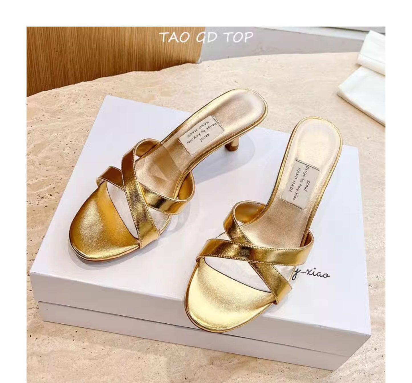 Women's cross strap french stiletto sandals