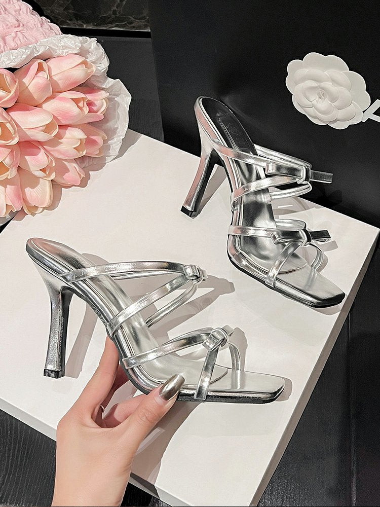 Bow tie stiletto heel sandals