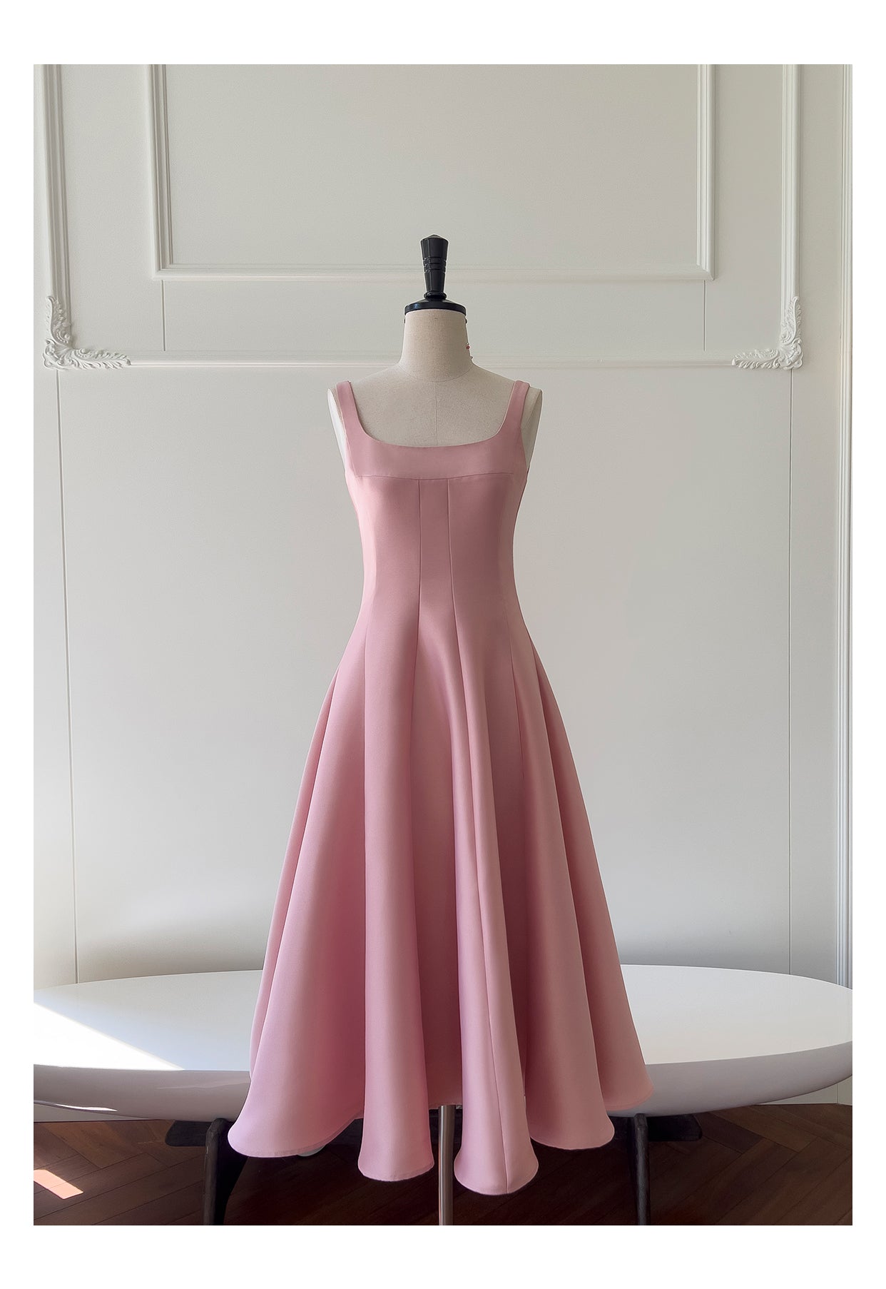 Pink suspender satin light luxury dress