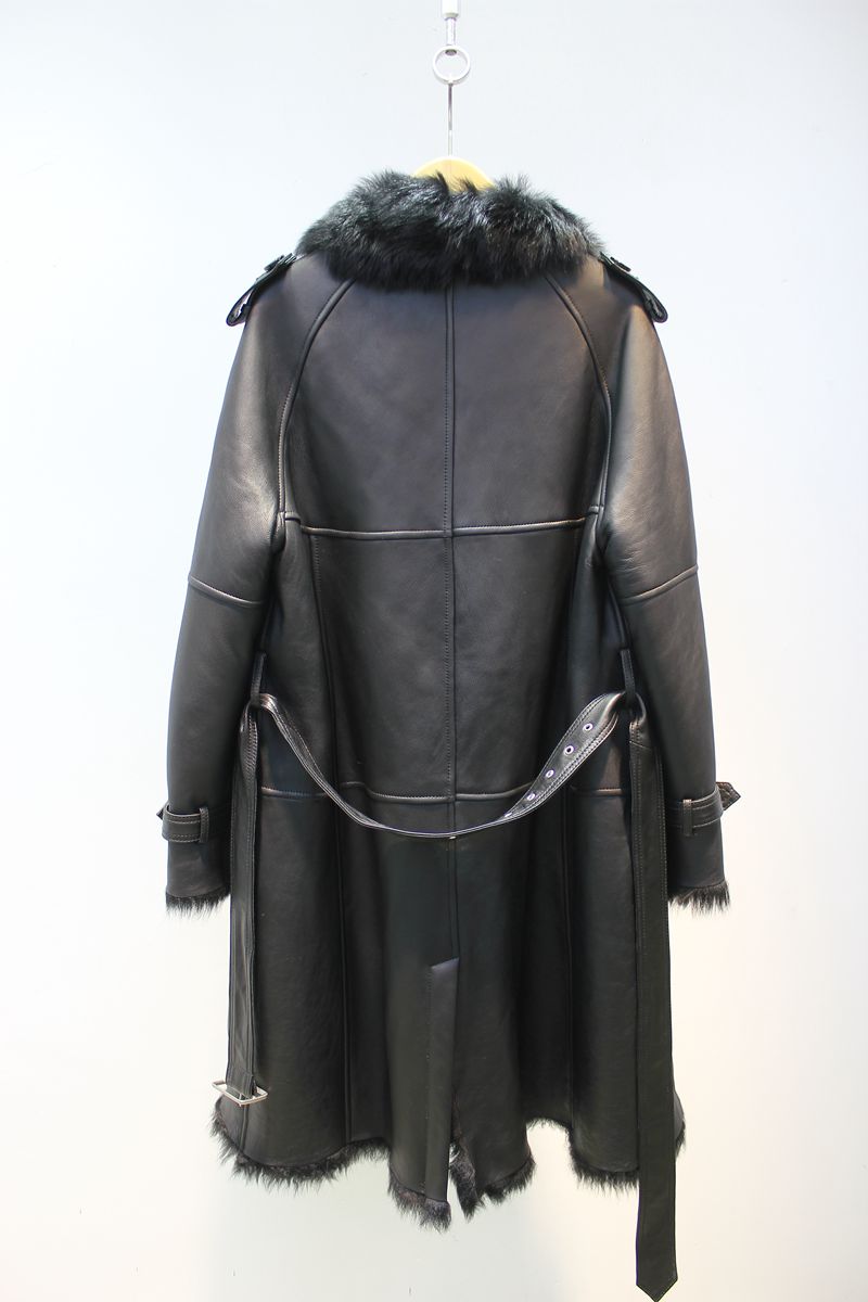 Imported Tuscan sheepskin all-in-one British style mid-length fur coat