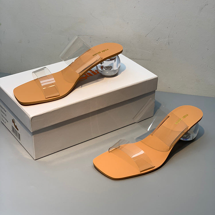 Crystal clear high heel fashion sandals