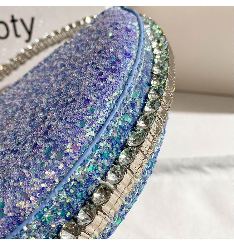 Stylish blue love bag rhinestone handbag