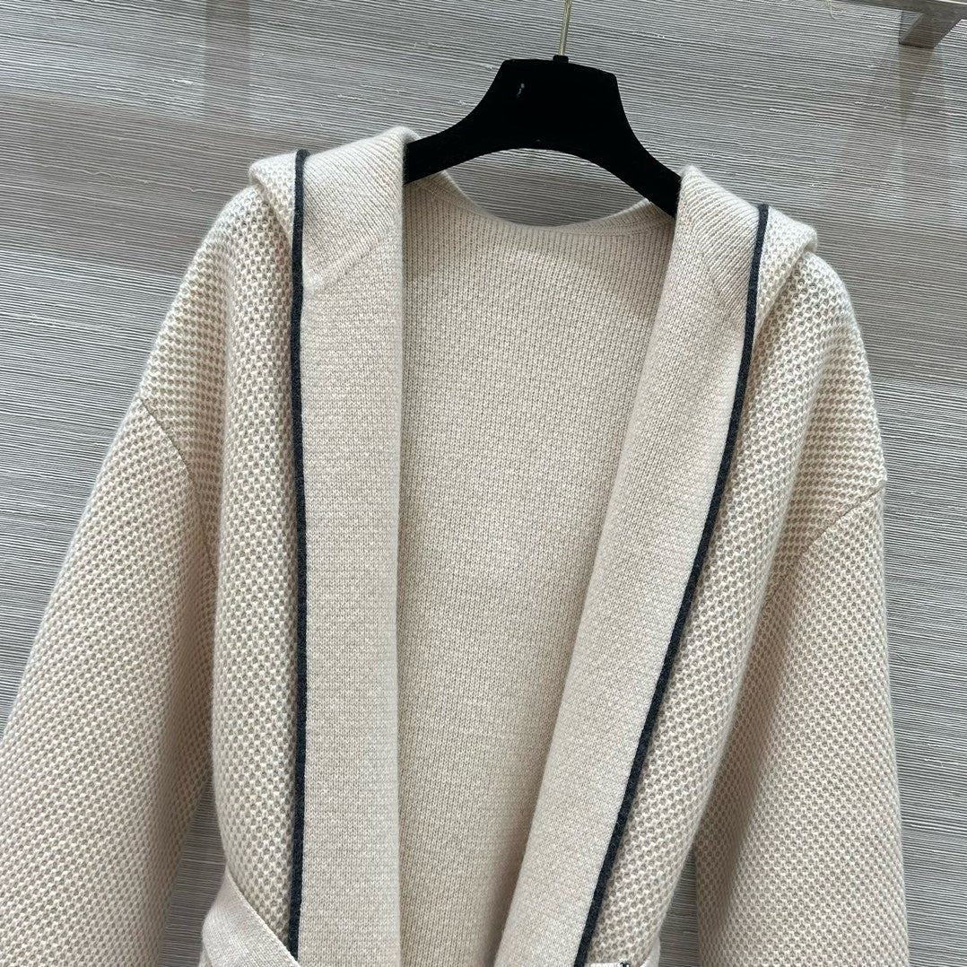 Hooded cashmere cardigan