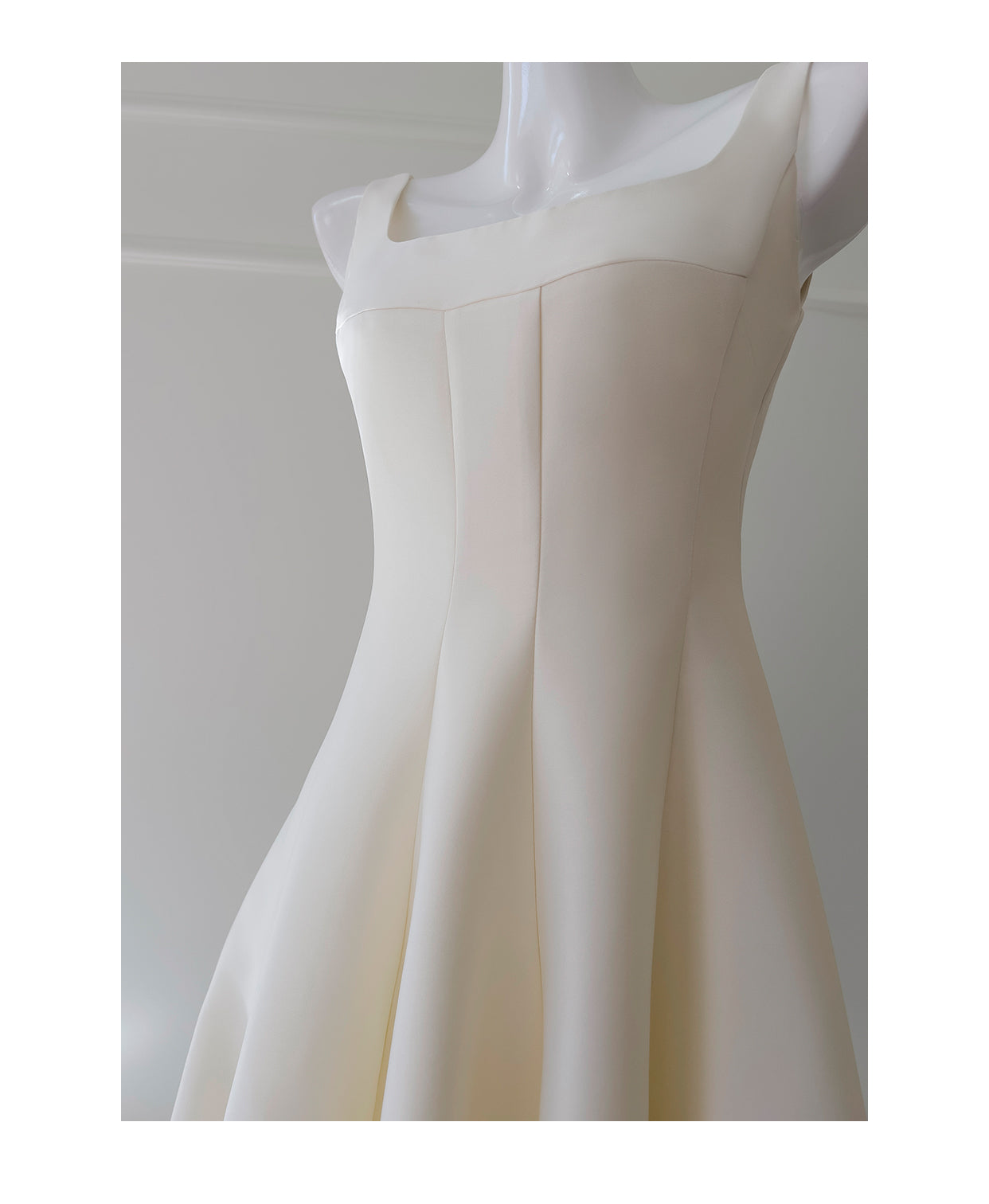 Off-white glossy satin slip dress