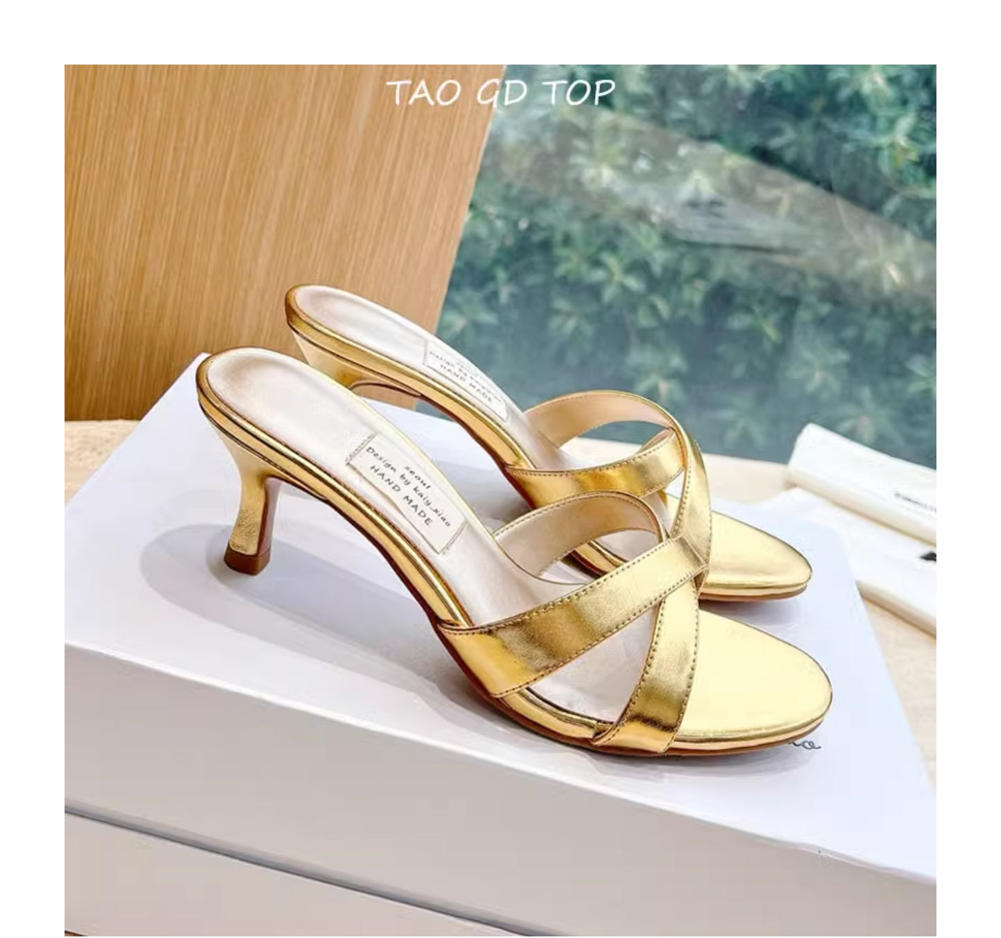 Women's cross strap french stiletto sandals